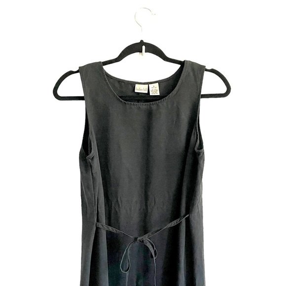 Linden HILL Vintage Silk Sleeveless Midi Maxi Dress Tie Waist Belt Black S - Picture 2 of 5